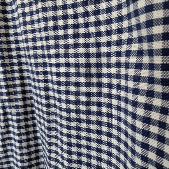 GAP Navy Gingham Lived-In Stretch Oxford Shirt in Untucked Fit L Tall Mens - Picture 8 of 10